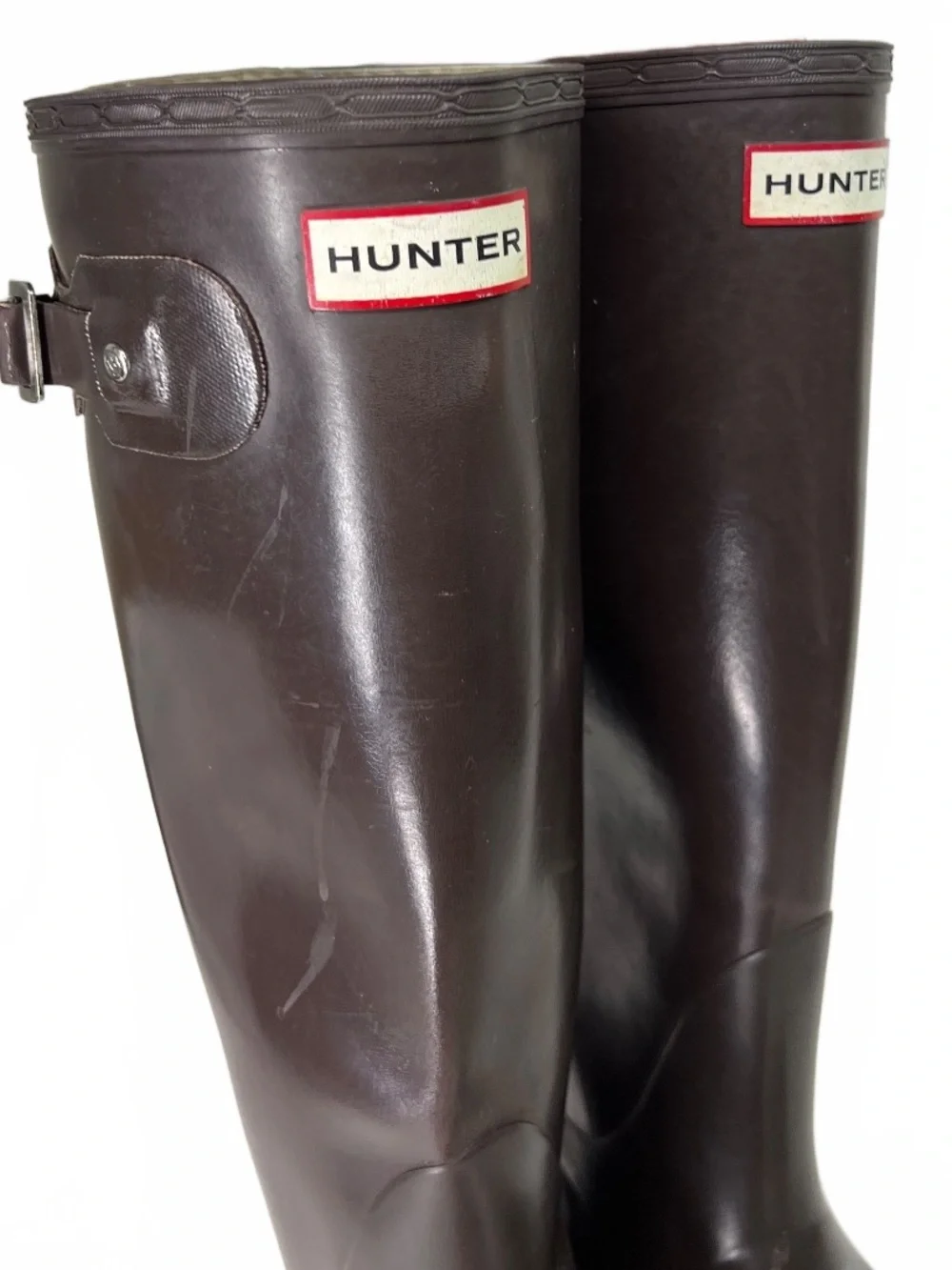 Hunter Original Gloss Tall W23616 brown gloss rubber tall rain boots size US 9